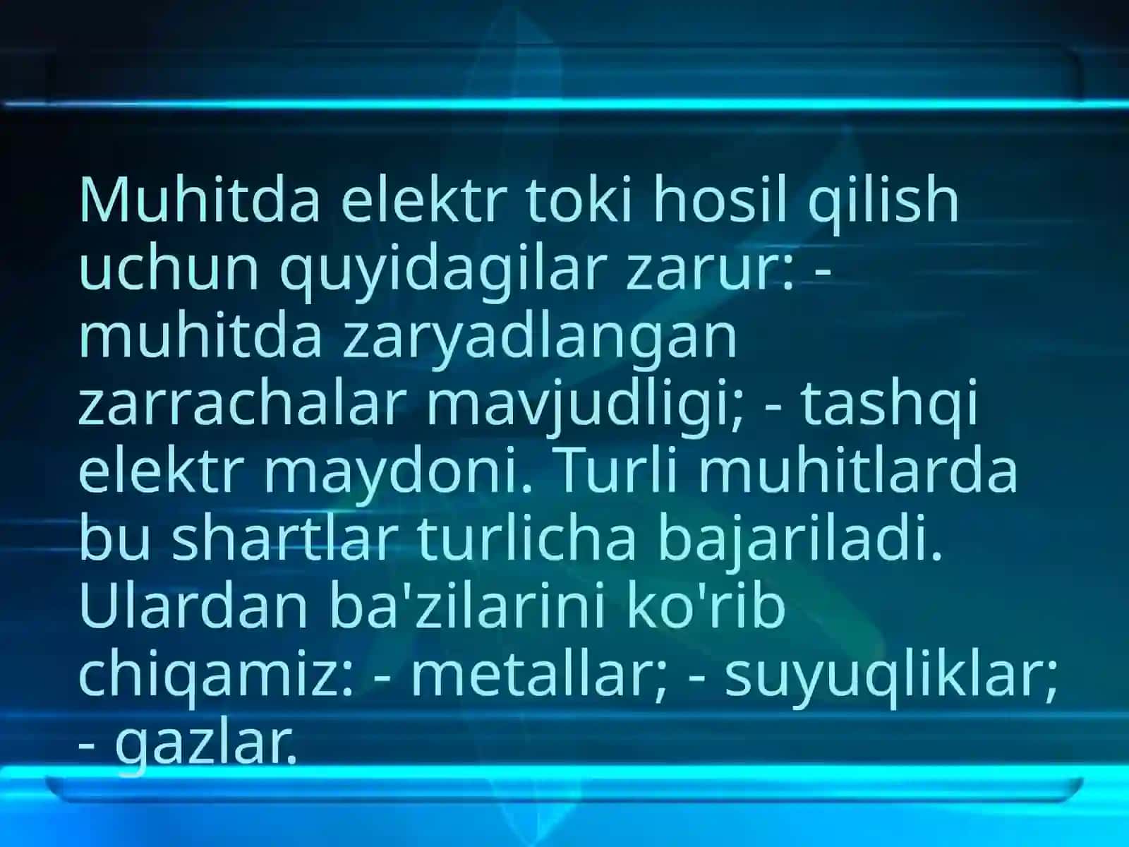 Fizika - Turli muhitlarda elektr toki 2