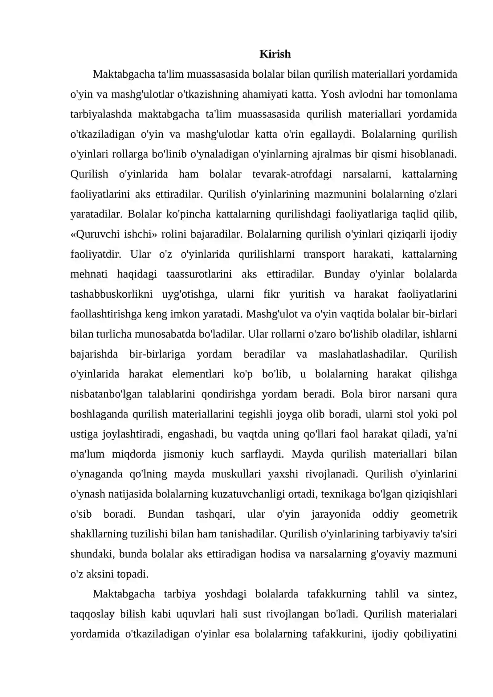 KICHIK VA O’RTA GURUHLARDA QURILISH VA KOSTRUKSIYALASH BO’YICHA FAOLIYATLARNI LOYHALASHTIRISAH 2