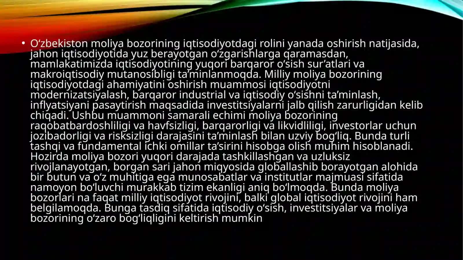 Moliyabozorining iqtisodiyotdagi roli 2