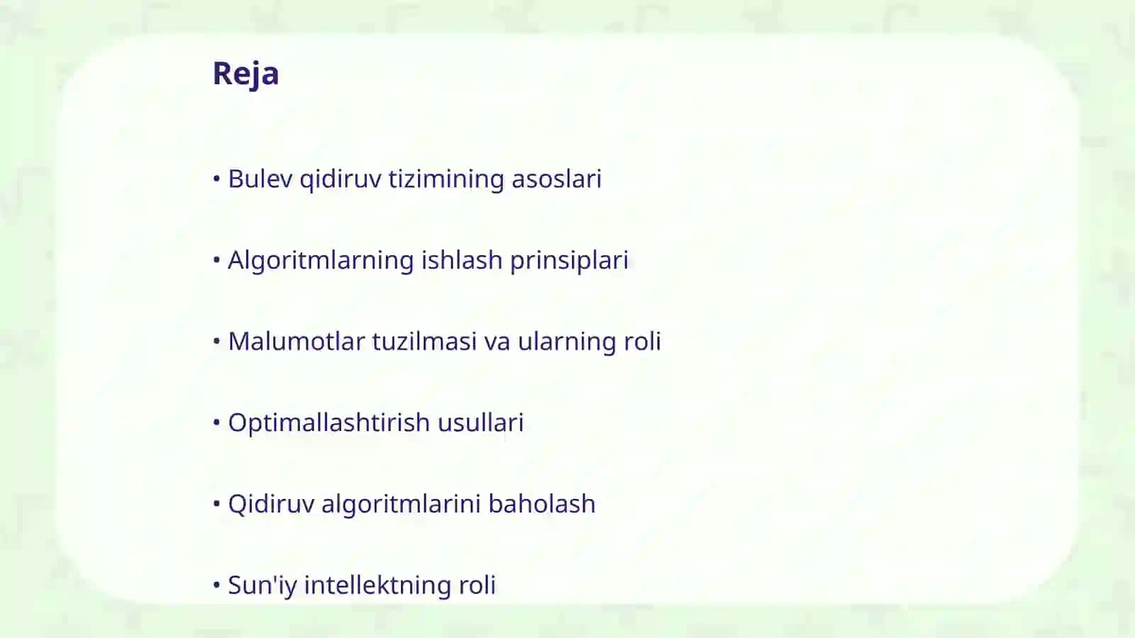 Bulev qidiruv tizimi algoritmlarini yaratish 2