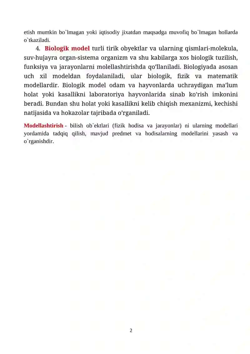 Matematik modellashtirish, sonli tahlil usullarini tizimlarda amalga oshirish 2