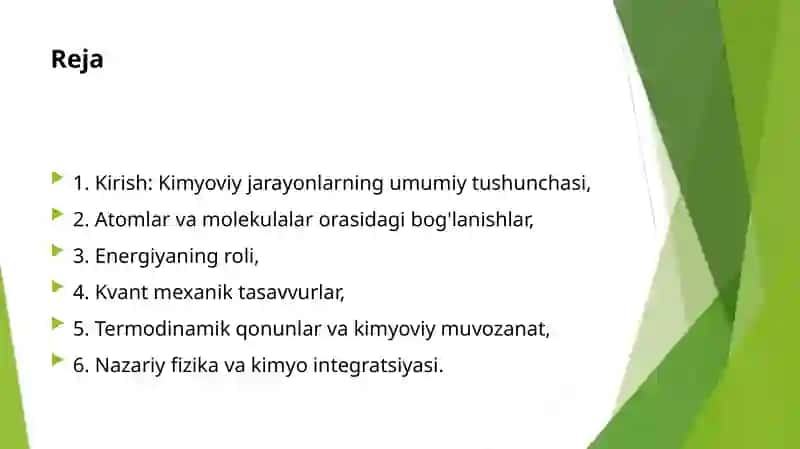 Fizika va Astronomiya Kimyoviy jarayonlarning fizik talqini 2