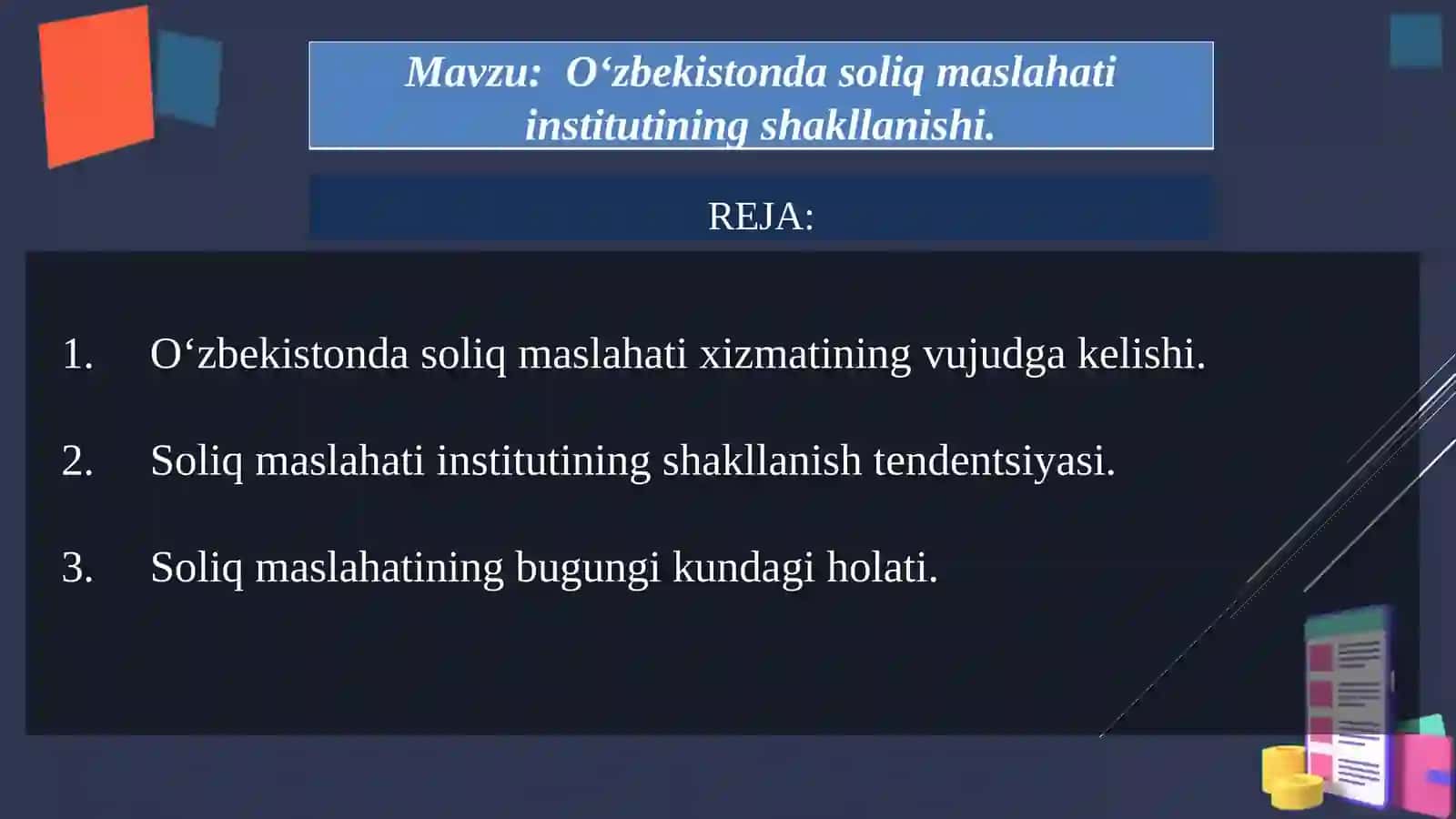 Oʻzbekistonda soliq maslahati institutiningshakllanishi 2