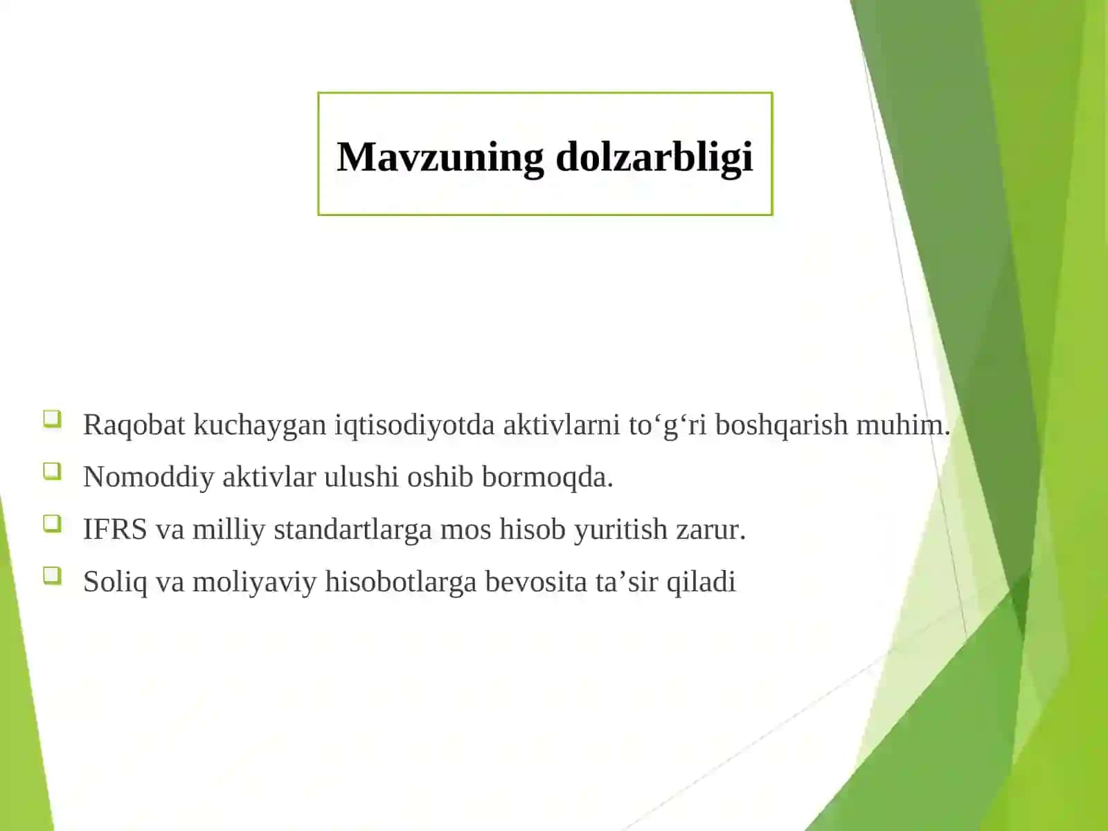 Asosiy vositalar va nomoddiyaktivlar hisobi 2