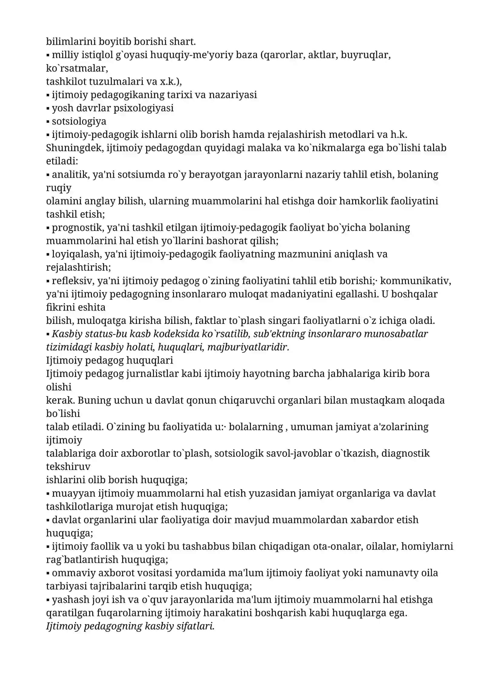 Ijtimoiy pedagogning kasbiy faoliyati 2