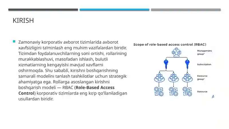 RBAC modelining korporativ axborot tizimlarda qo‘llanilishi 2