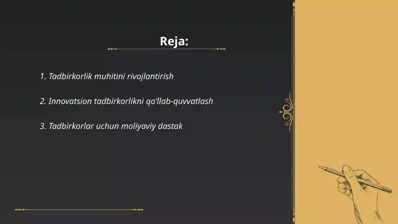 Tadbirkorlik tashabbuslarini qoʻllab quvvatlash 2
