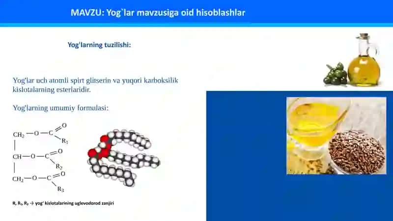 Yog`lar mavzusiga oid hisoblashlar 2