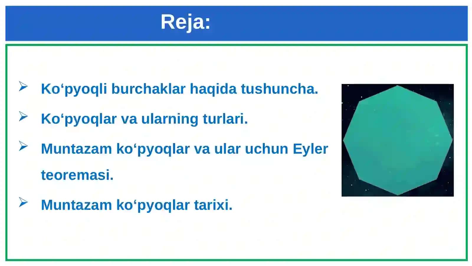Ko‘pyoqlilar. Ko‘pyoqlilar haqida Eyier teoremasi 2