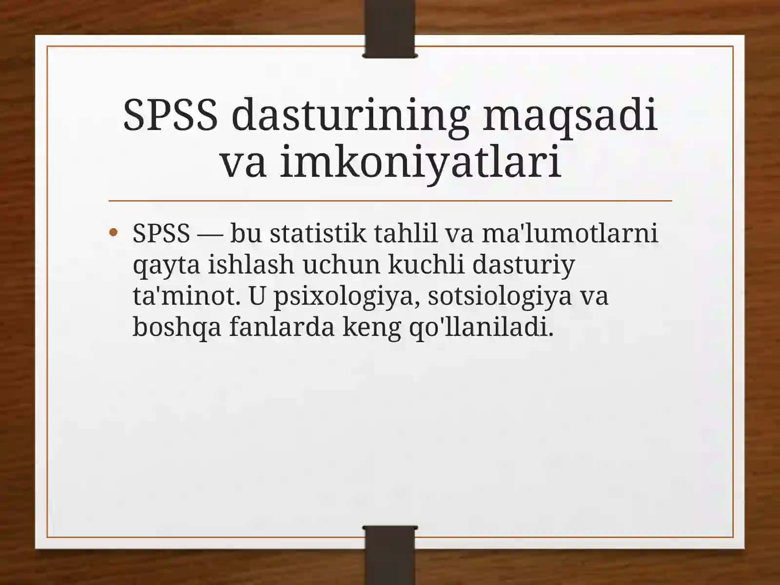 SPSS da ma'lumotlarni qayta ishlash bo'yicha A.Byuyul va P.Syofelning qarashlari 2