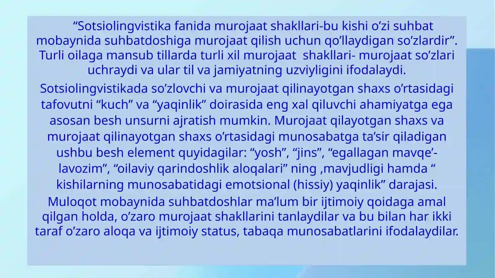 Murojaatning sotsiolingvistik jihatlari rasmiy nutq misolida 2