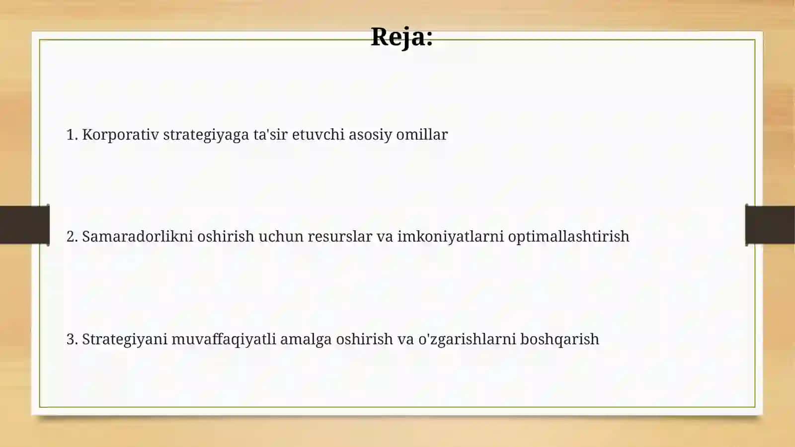 Korxona strategiyasi va samaradorligiga ta'sir etuvchi omil 2
