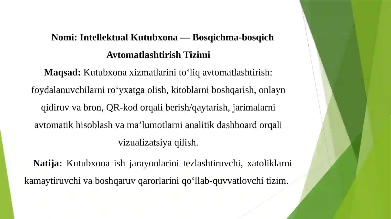 Intellektual Kutubxona - Bosqichma-bosqich Avtomatlashtirish Tizimi 2