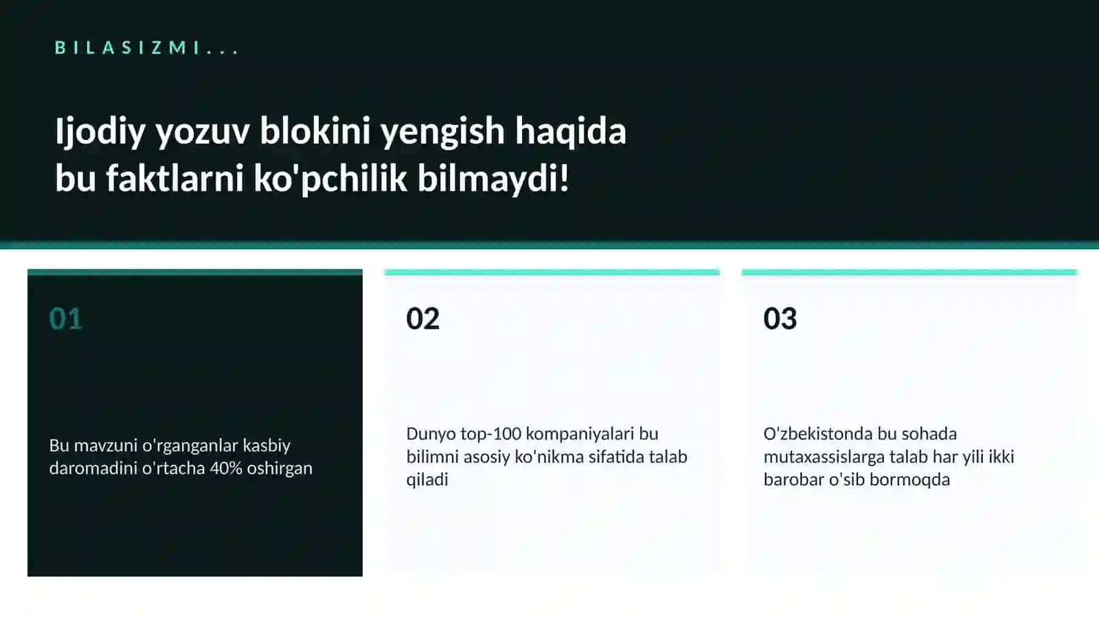 Ijodiy yozuv blokini yengish 2