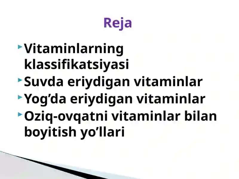 Vitaminlarning klassifikatsiyasi 2