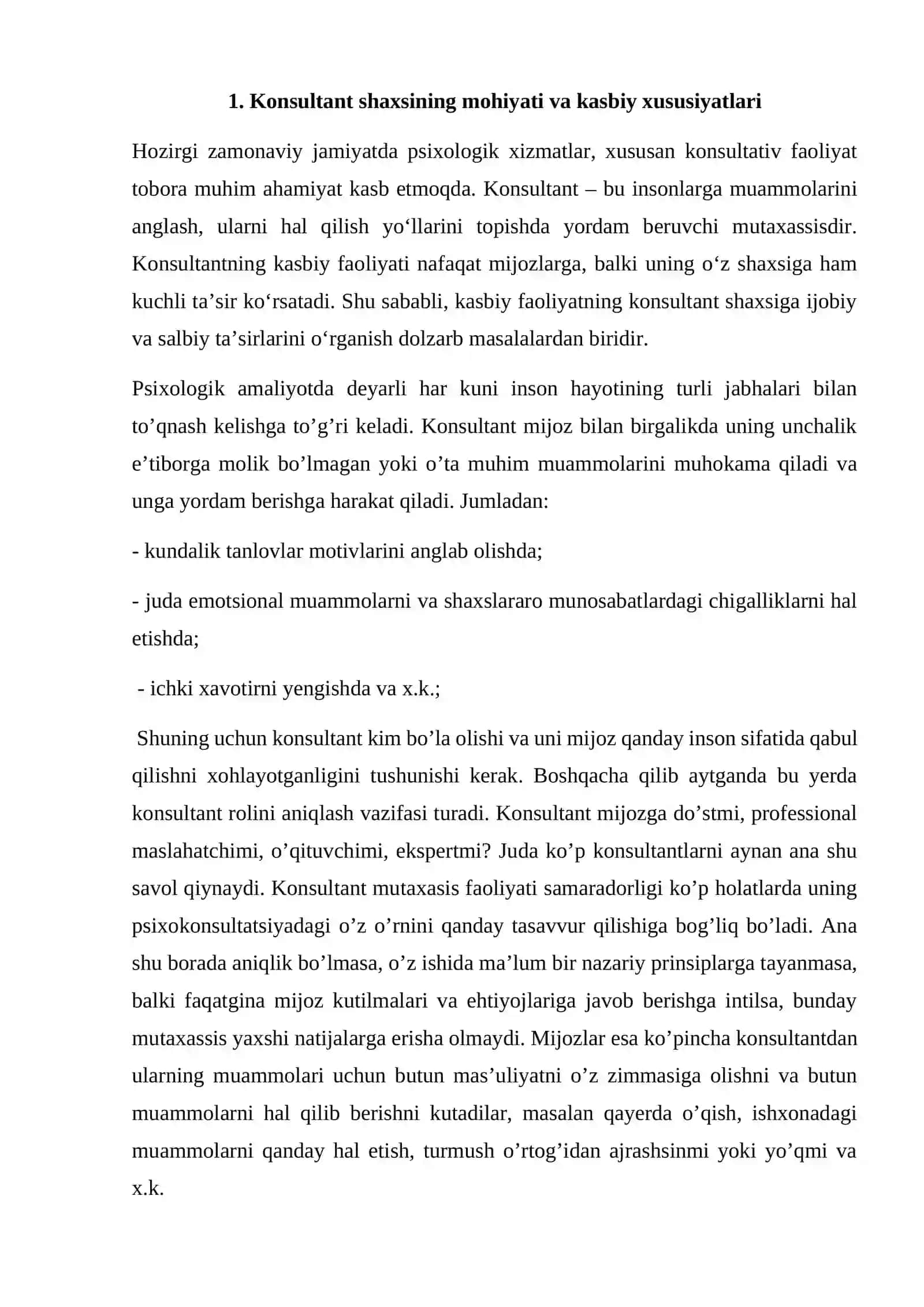 Kasbiy faoliyatning konsultant shaxsiga ta’siri 2