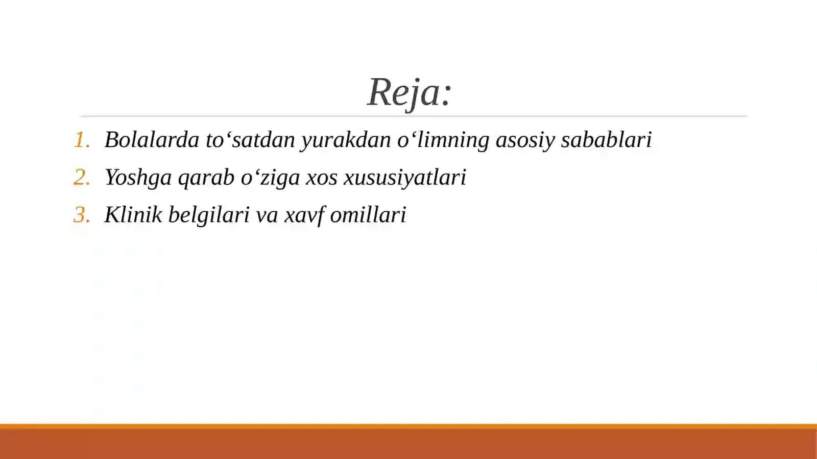 Tasodifiy yurakdan o‘lim sindromi bolalardagi o‘ziga xoslikini tahlil qilish. 2