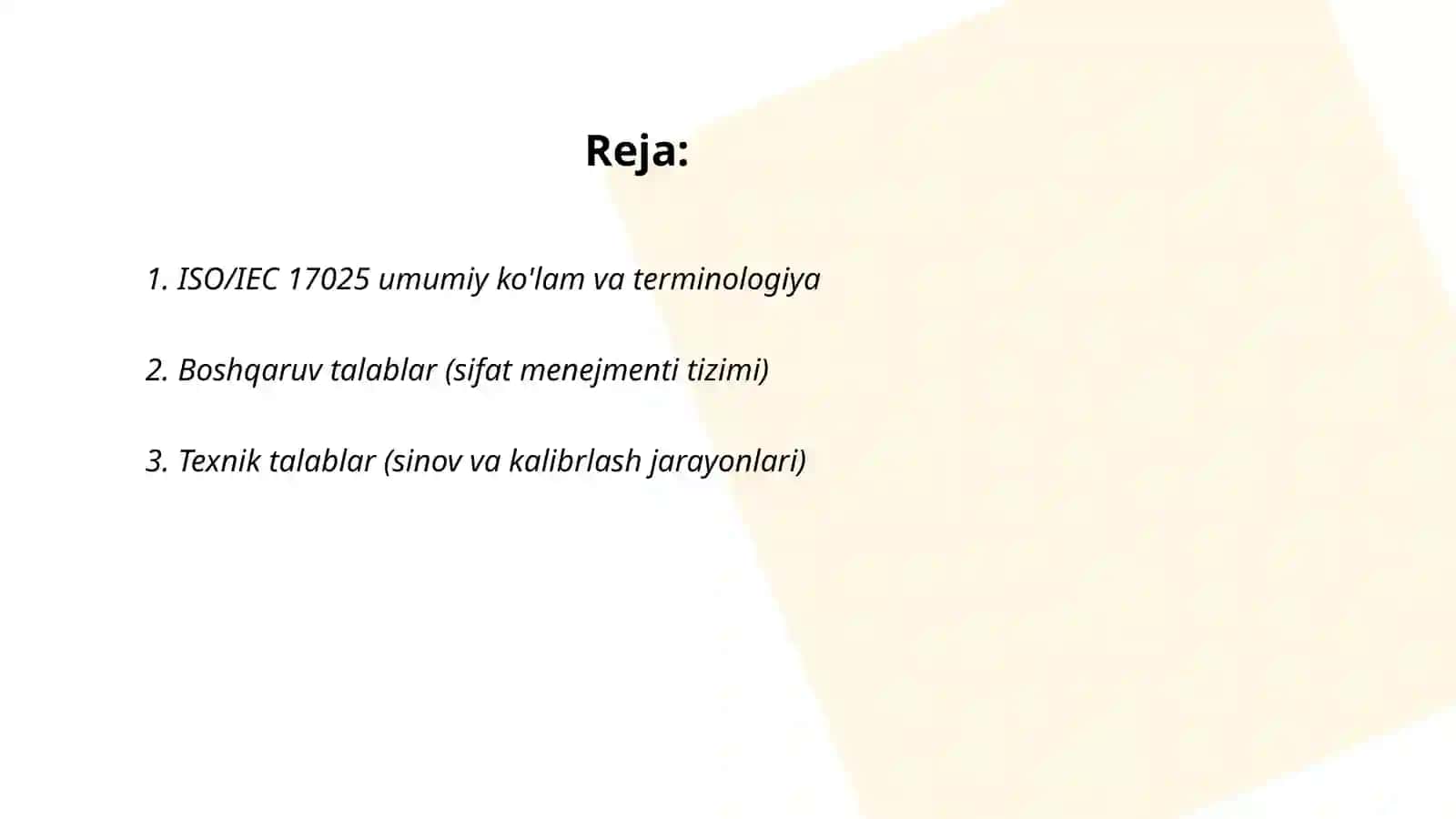 ISO/IEC 17025: Sinov va kalibrlash labaratoriyalarining kampetenligi 2