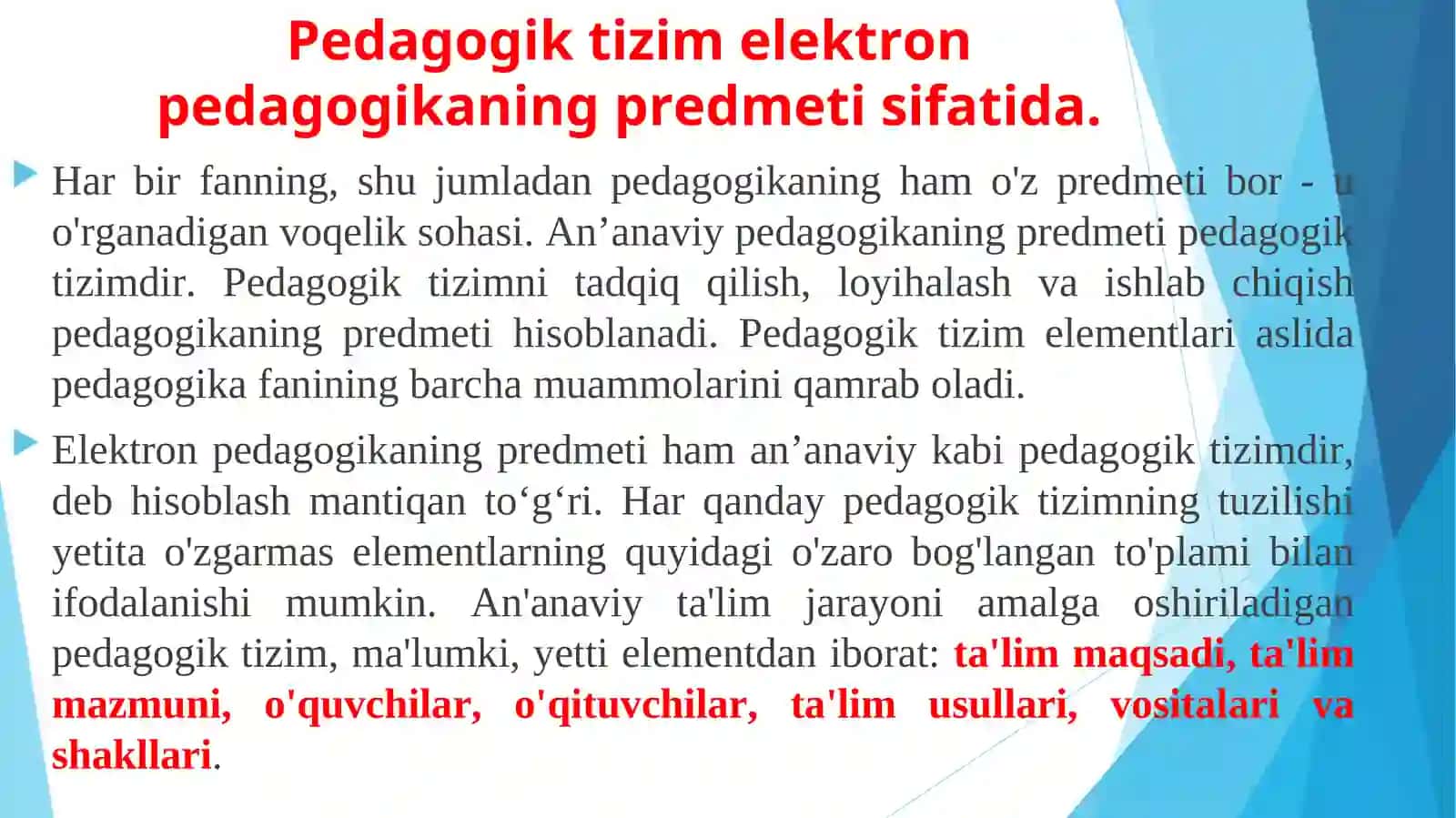 ELEKTRON PEDAGOGIKA ASOSLARI 2