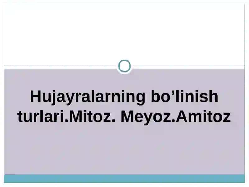 Hujayralarning bo’linish turlari.Mitoz. 2