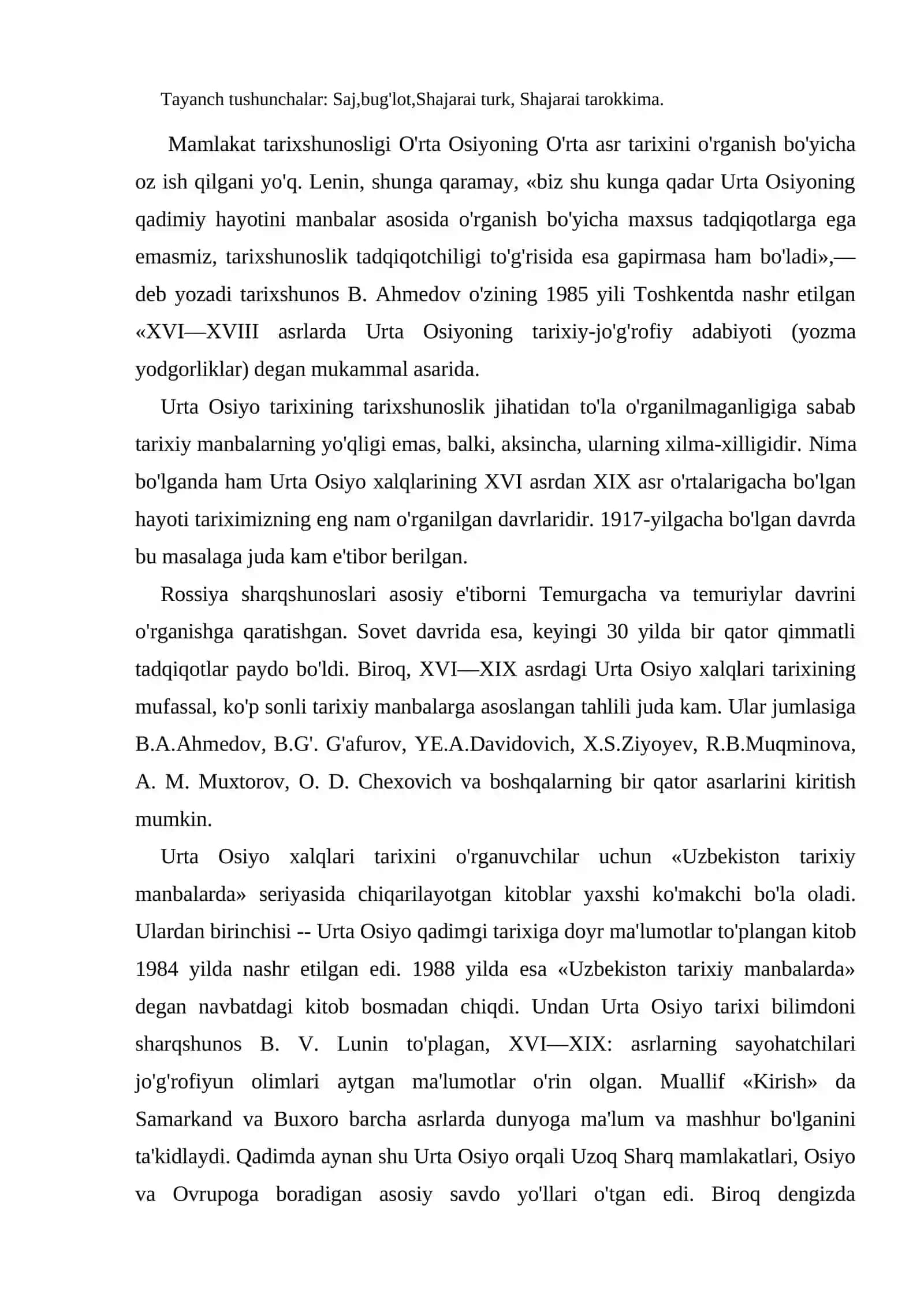 XVI—XIX asrning birinchi yarmida o'rta osiyo xalqlari tarixshunosligi 2