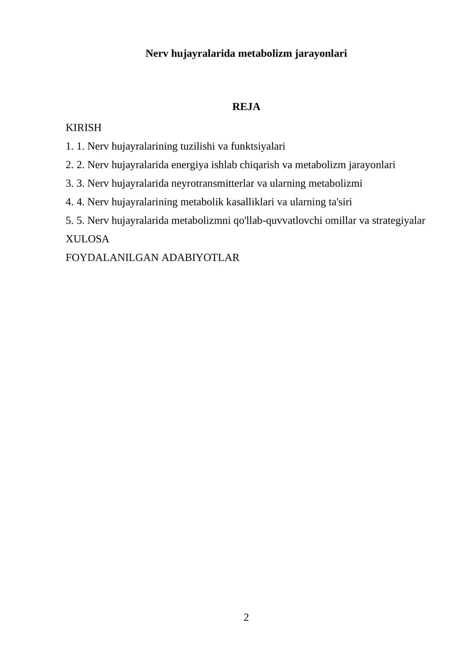Nerv hujayralarida metabolizm jarayonlari 2