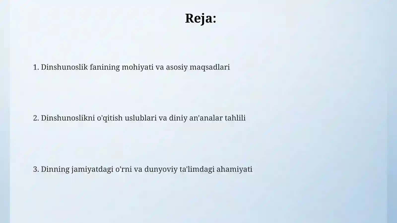 Dinshunoslik fanining mohiyati va asosiy tushunchalari 2