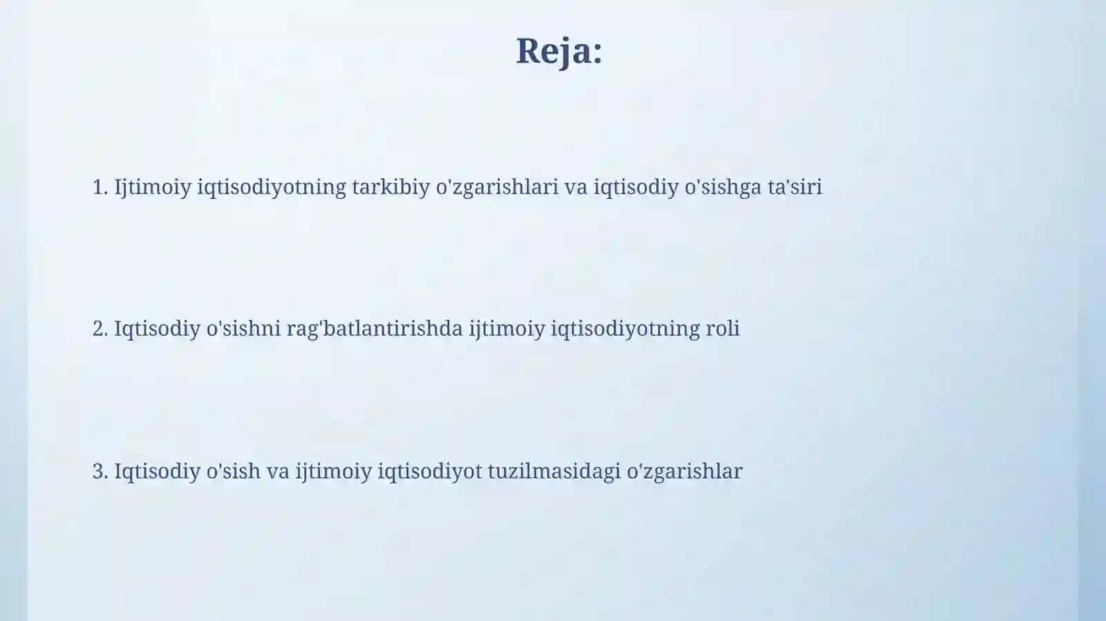Iqtisodiy òsish va jamoat inistutkari iqtisodiyoti tarkibidagi òzgarishlari 2