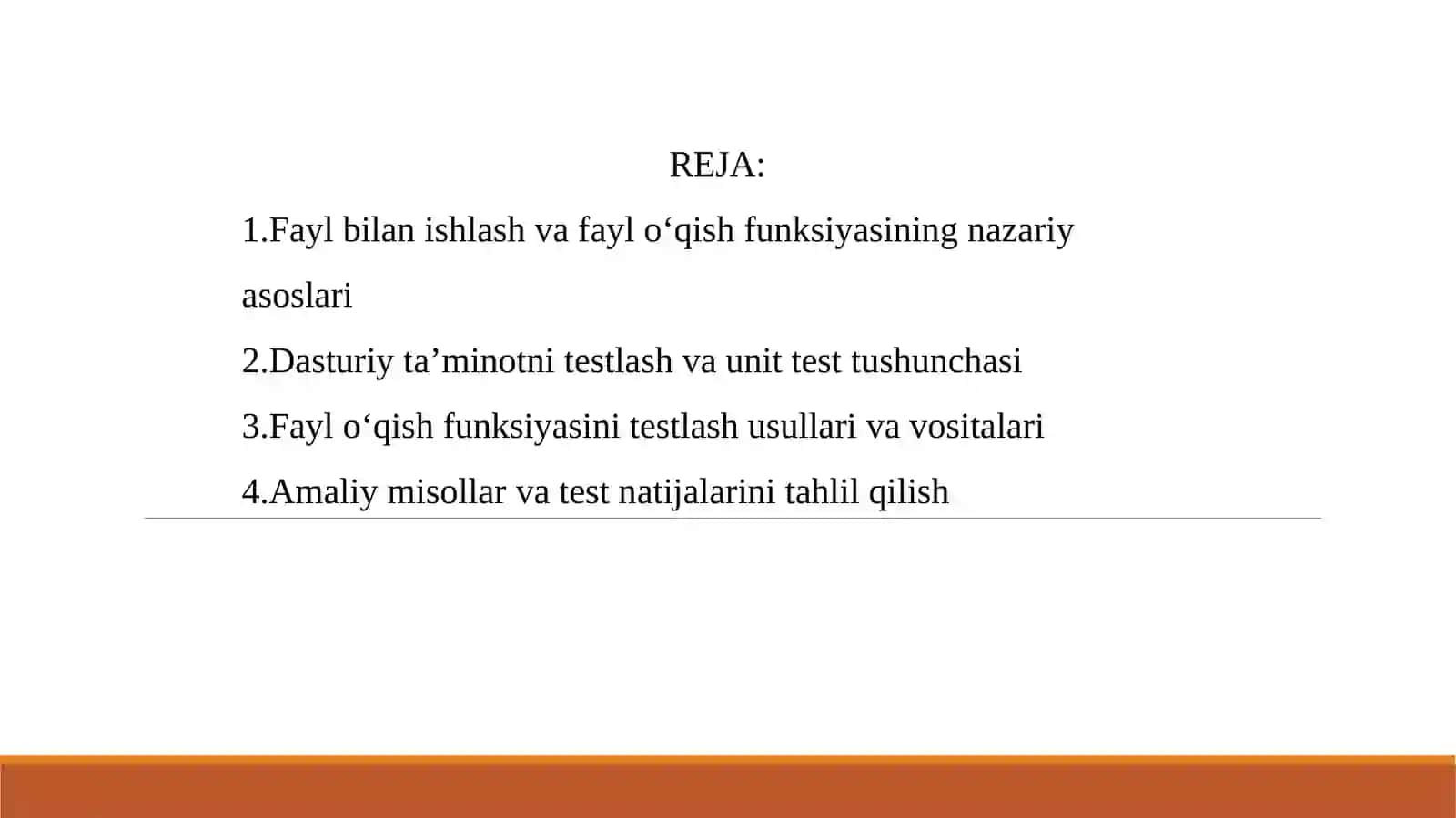 Fayl oʻqish yozish funksiyasi uchun testlar oʻtkazish 2