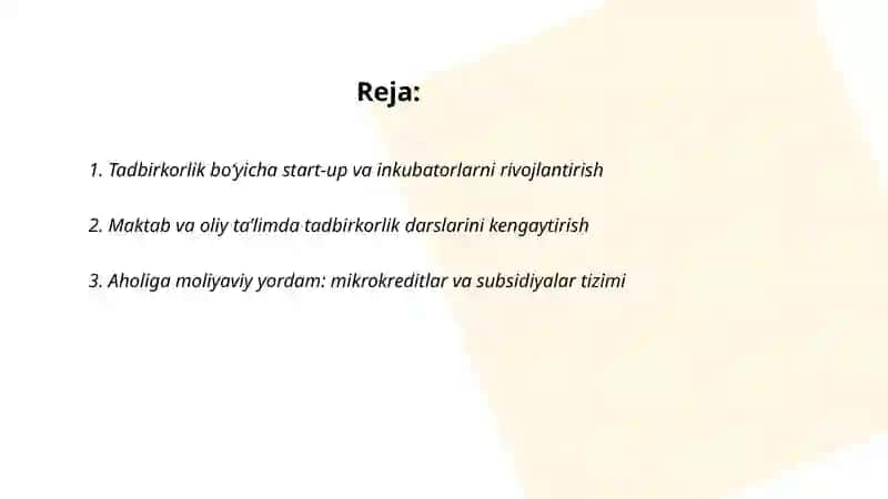 Tadbirkorlik faoliyati 2