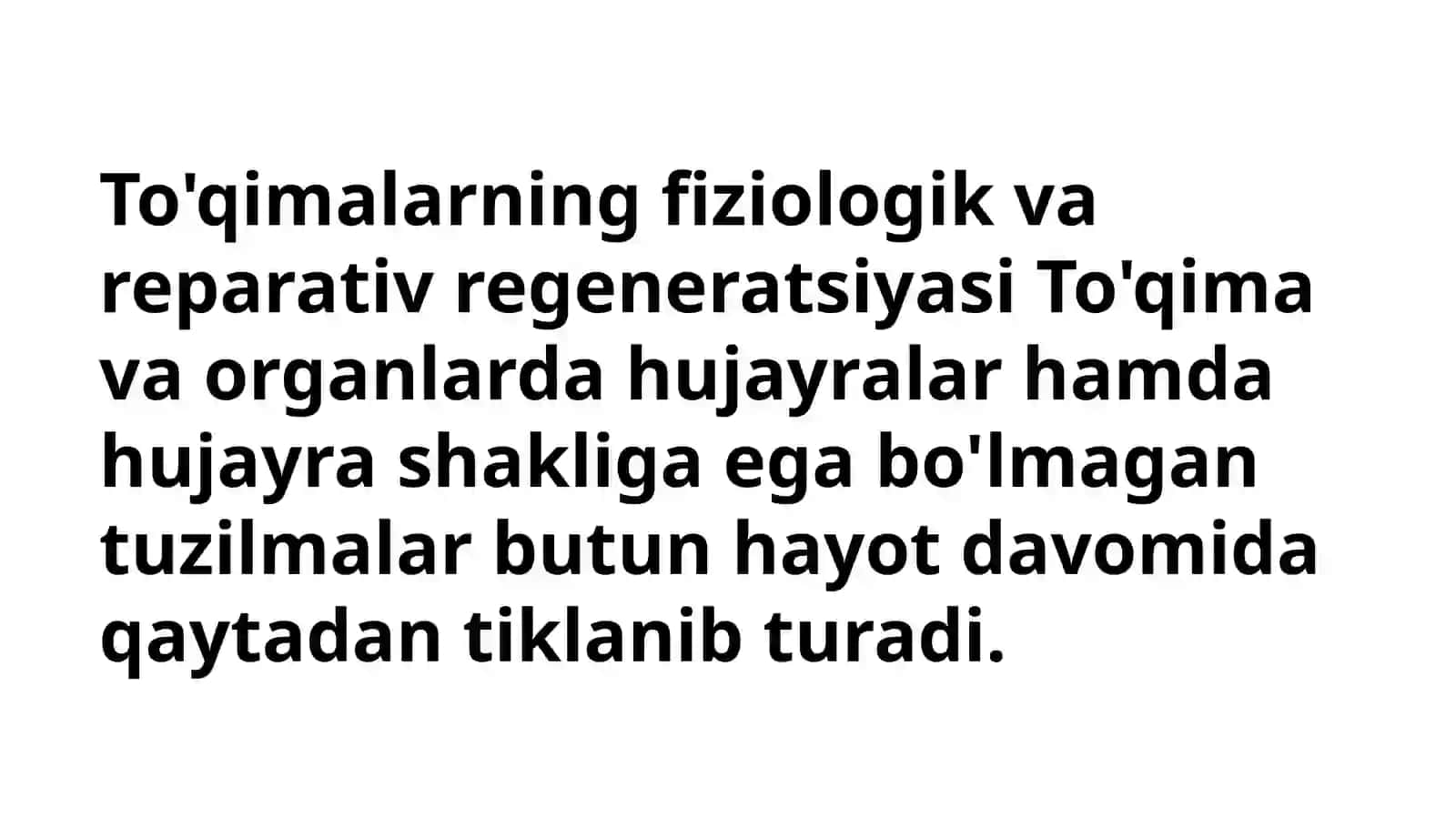 To'qimalarning fiziologik vareparativ regeneratsiyasi 2