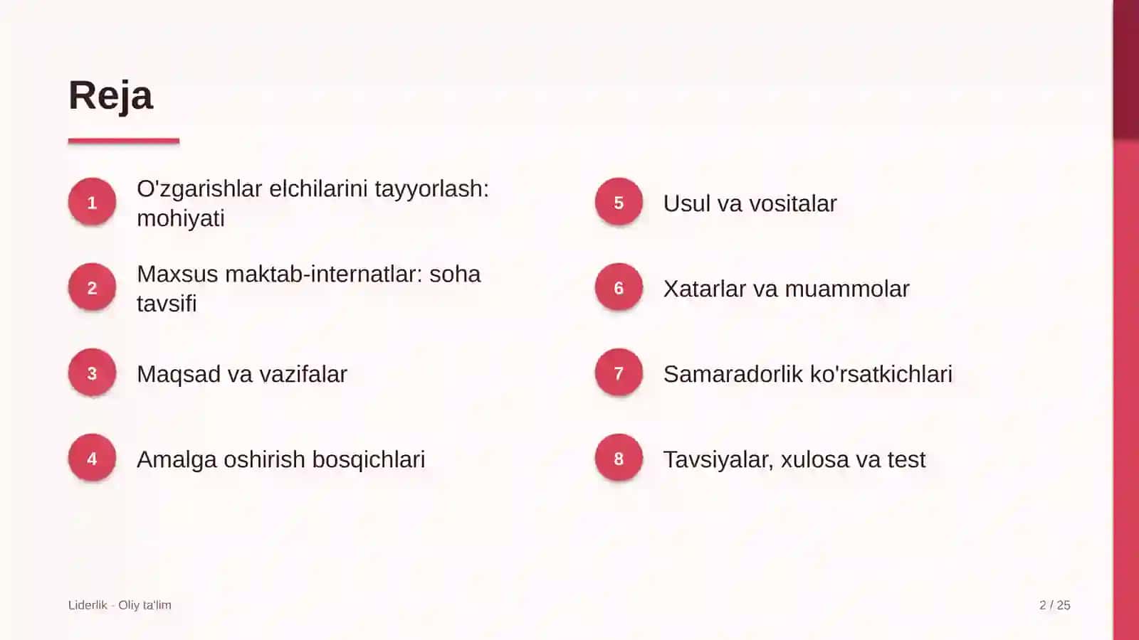 maxsus maktab internatlarda o'zgarishlar elchilarini tayyorlash 8578 2