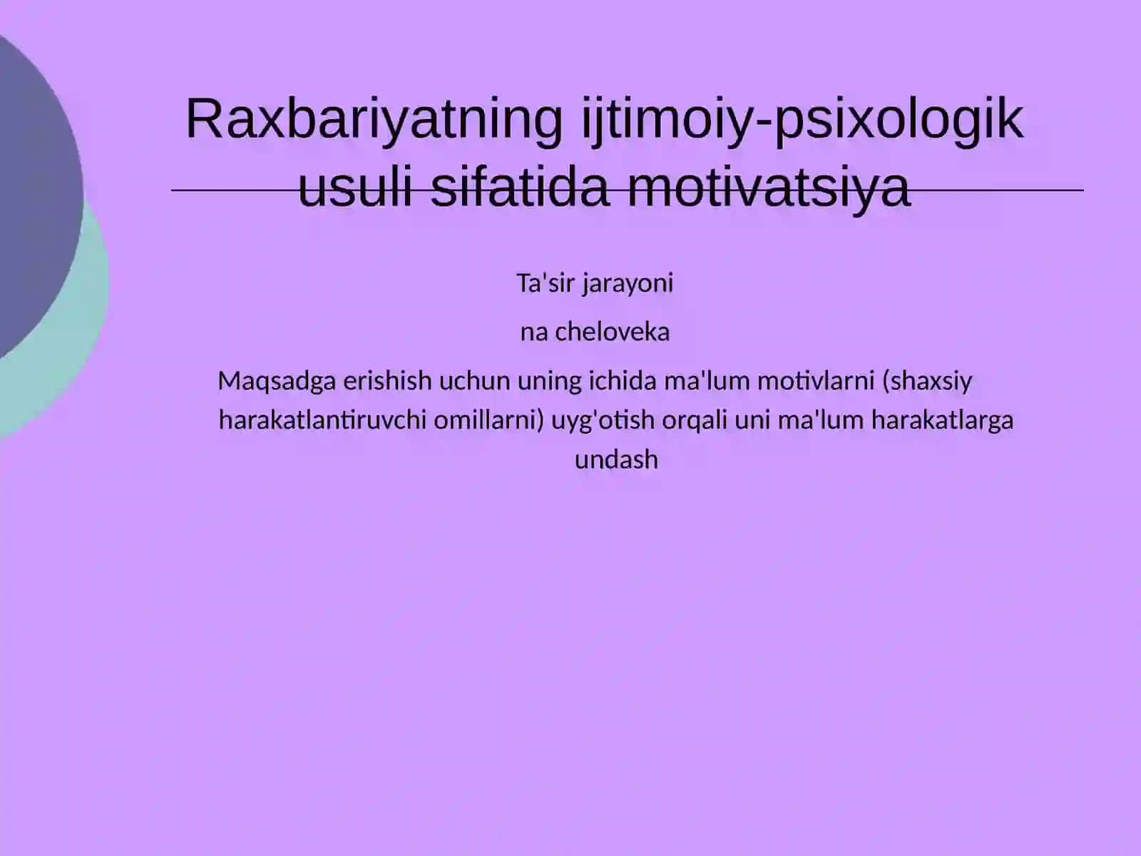 Iqtisodiyot - Xodimlar motivatsiyasi 2