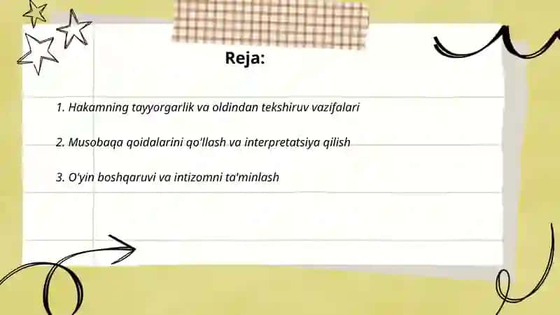 Musobaqa qoidalari doirasida hakamlarning funktsiyalari 2