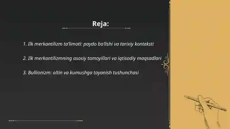 Ilk merkantilizm ta‘limoti va uning namoyondalari taqdimot tayorlash 2