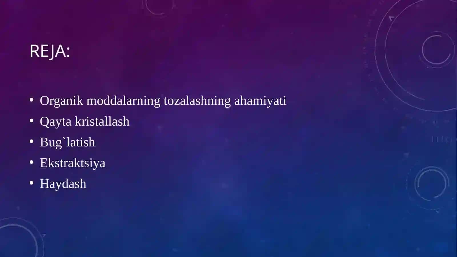 Organik birikmalar ni ajratish va tozalashning asosiy usullari 2