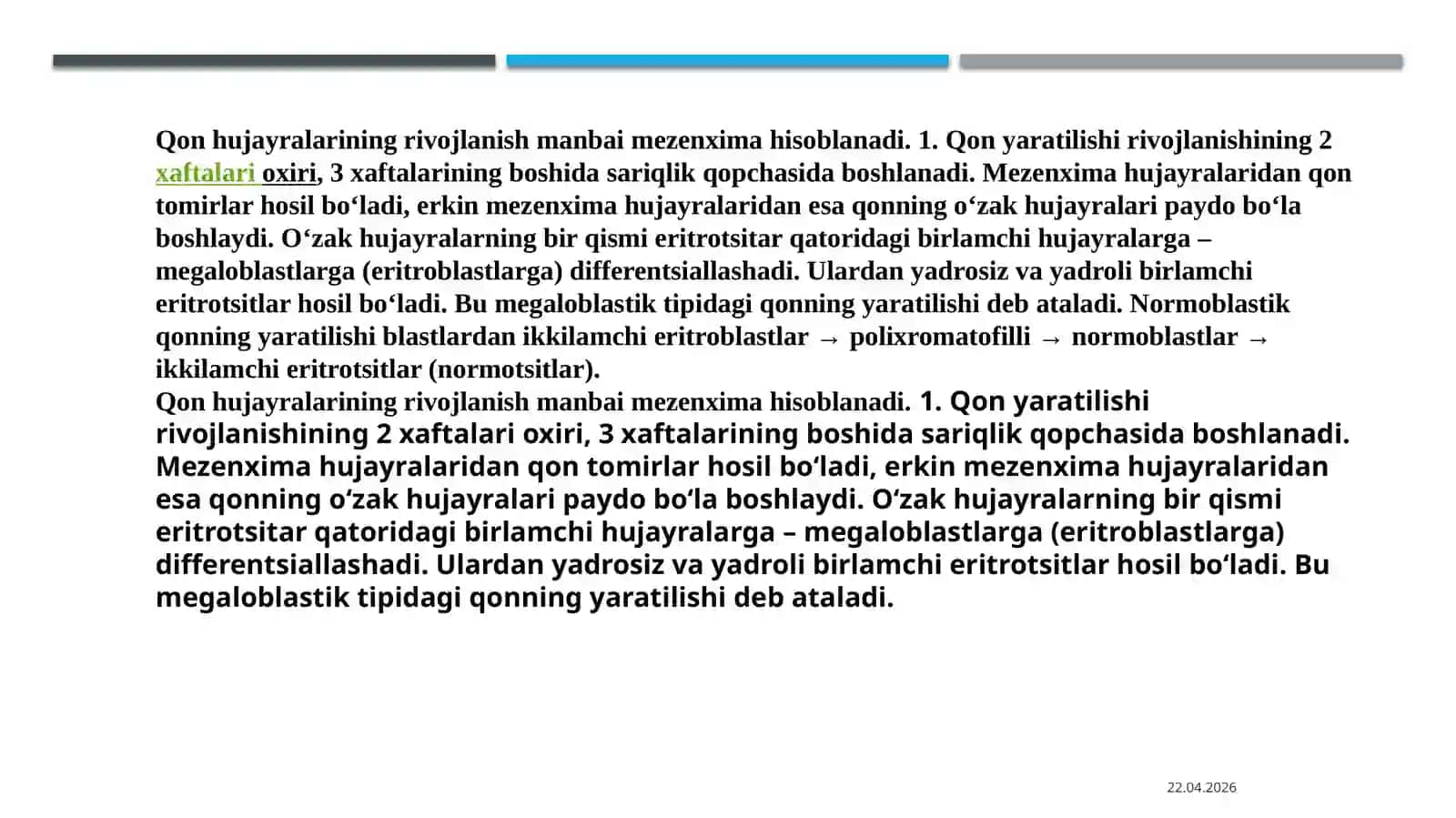 Gemotsitopoez jarayonining boshqariluvi 2