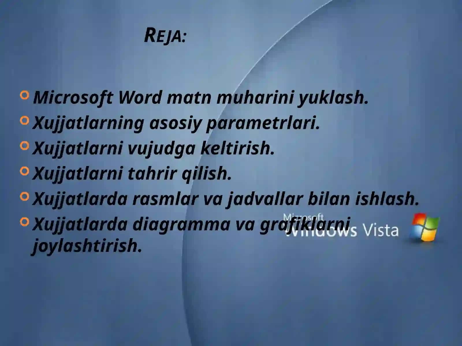 Microsoft Word matn muharirida ishlash 2