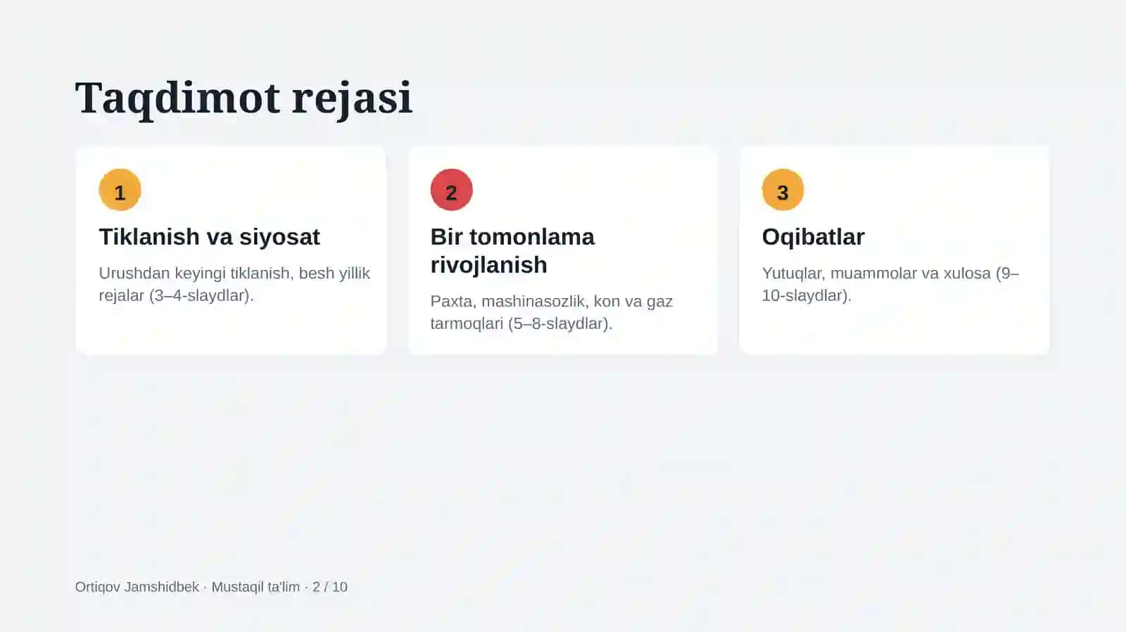 1946–1985-yillarda O'zbekiston sanoatining bir tomonlama rivojlanishi 2