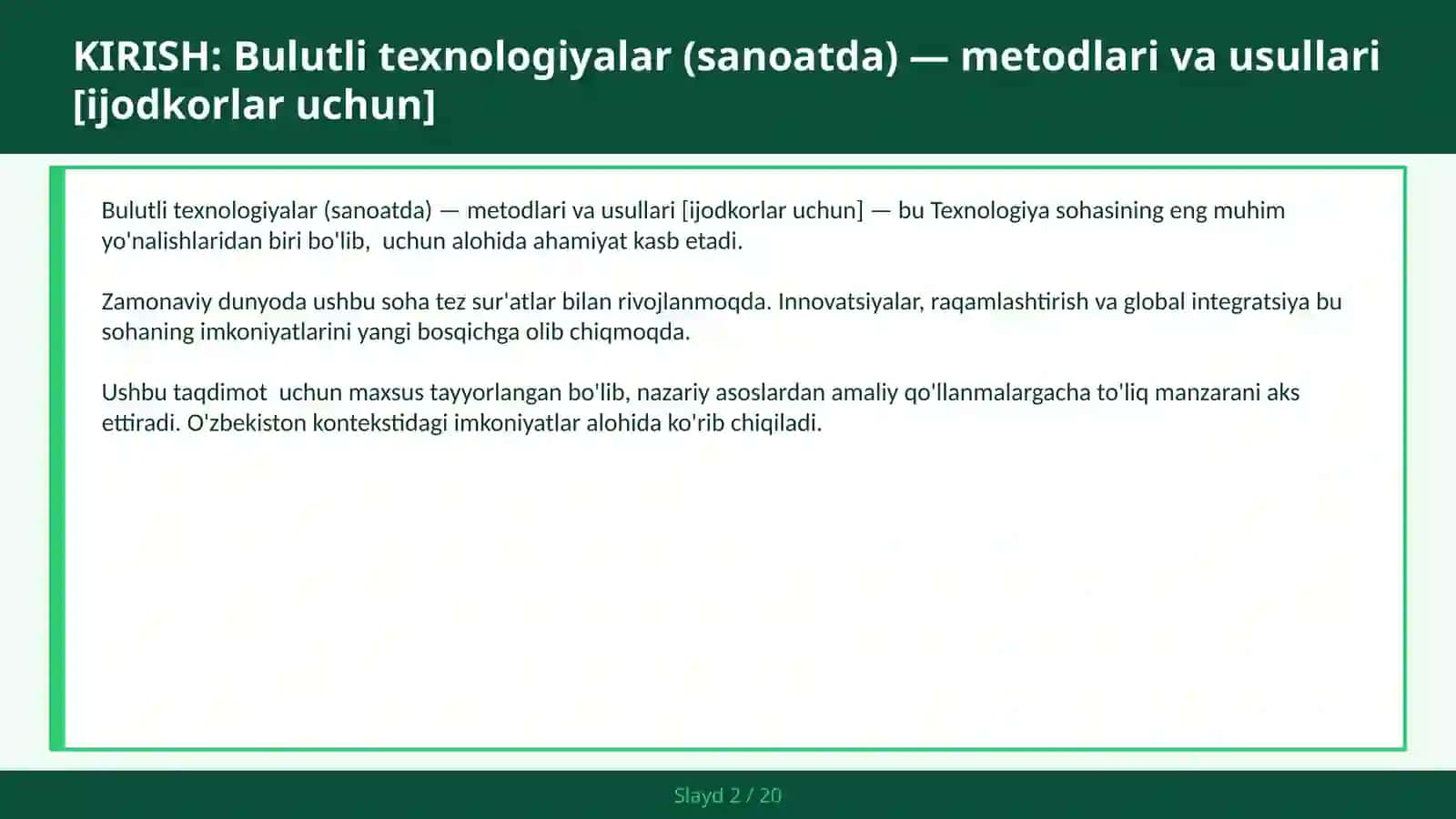 Bulutli texnologiyalar (sanoatda) — metodlari va usullari [ijodkorlar uchun] 2