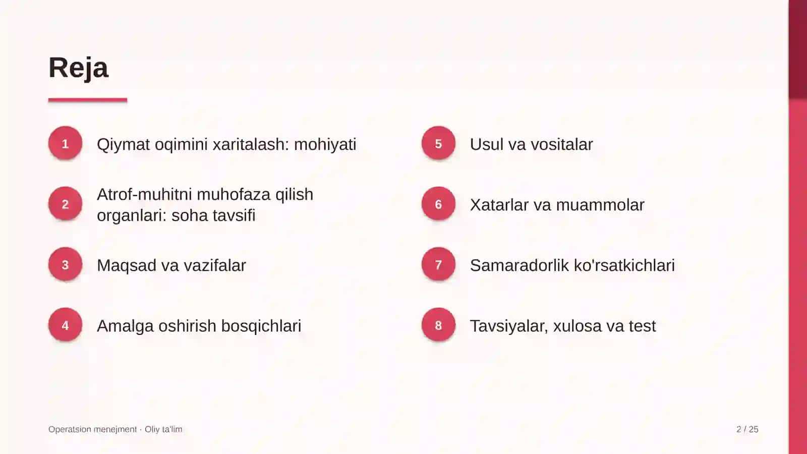 Operatsion Menejment · OLIY TA'LIM 2