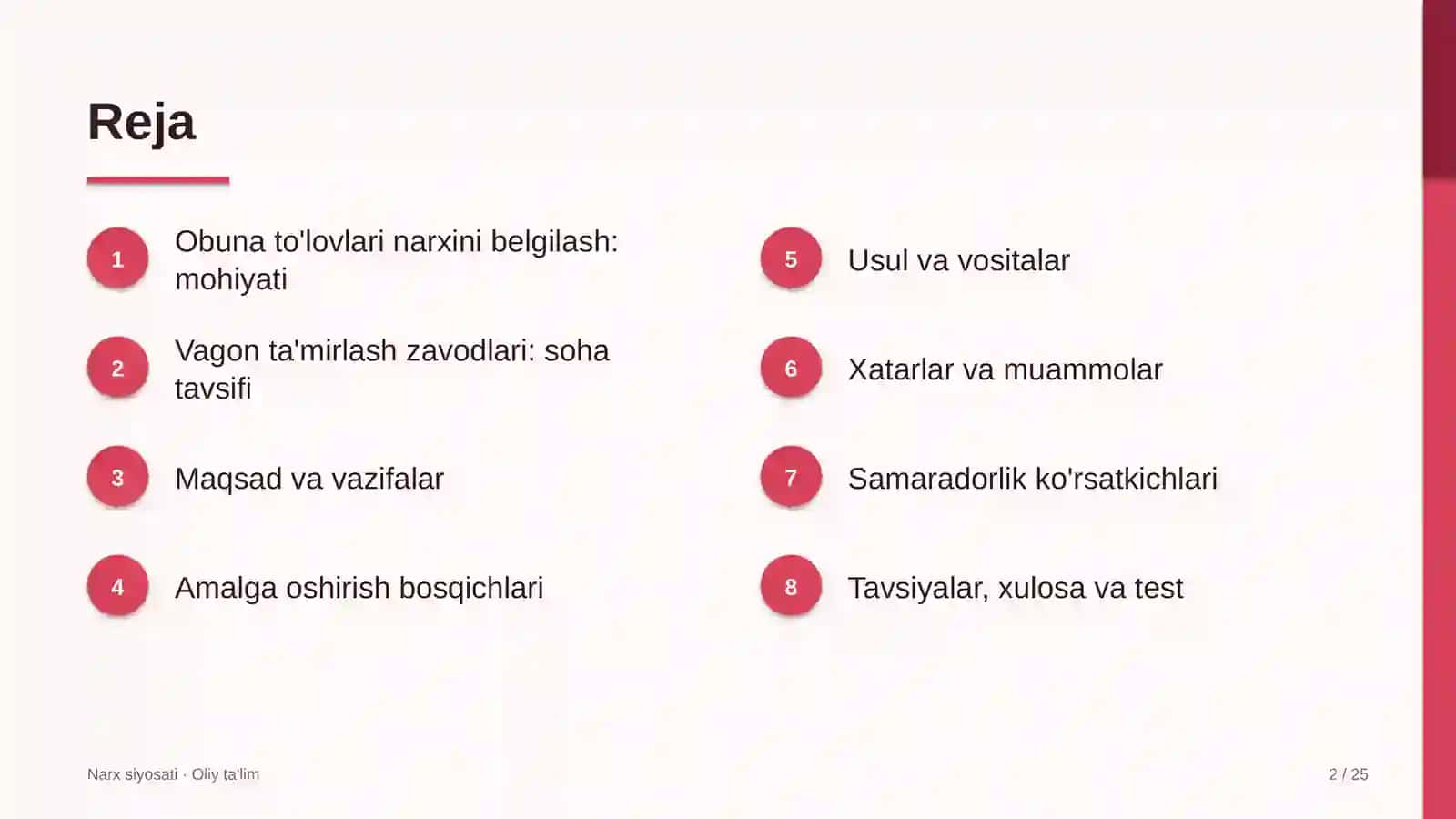 vagon ta'mirlash zavodlarida obuna to'lovlari narxini belgilash 9816 2