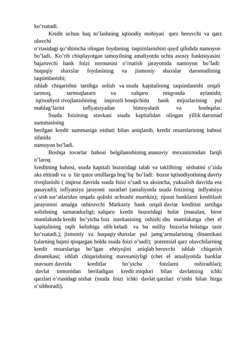 KREDIT BO’YICHA FOIZ STAVKALAR VA ULARGA TA’SIR QILUVCHI OMILLAR 2