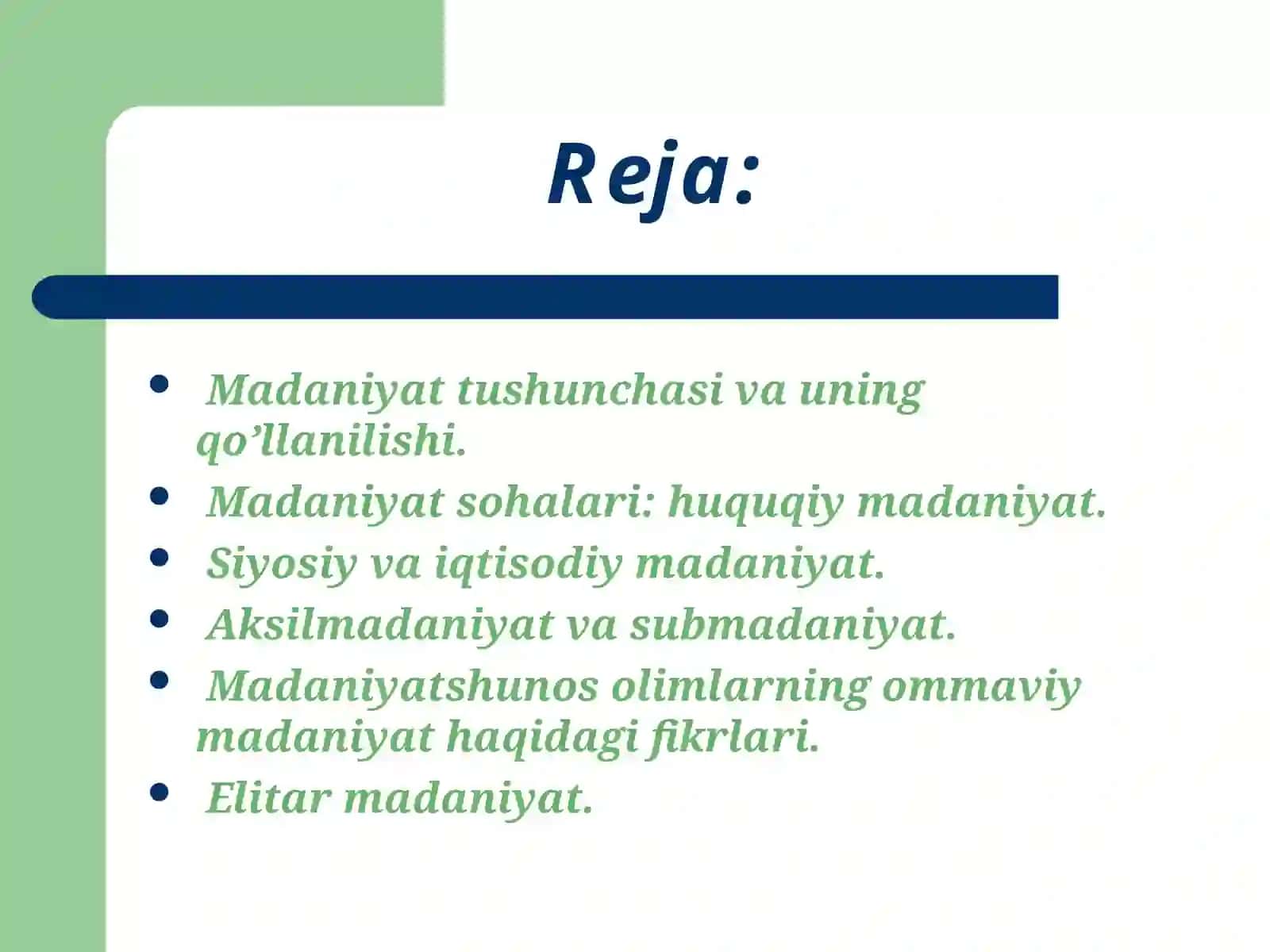Madaniyat va uning sohalari 2