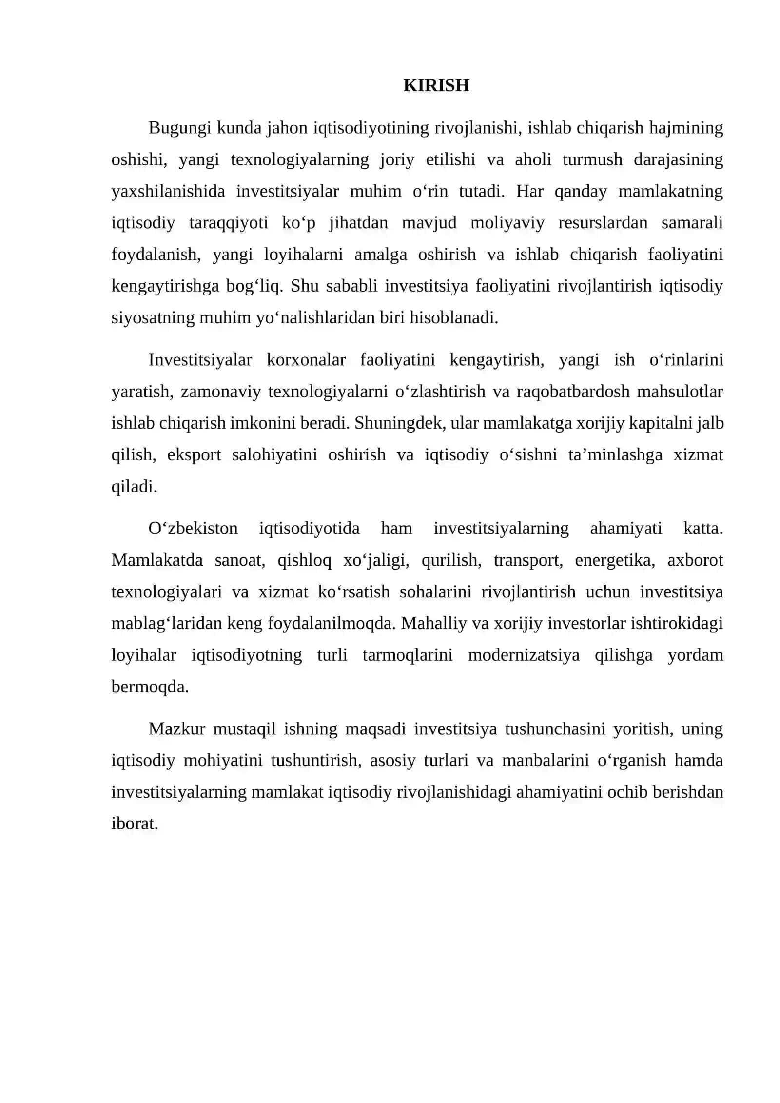 INVESTITSIYA TUSHUNCHASI, MOHIYATI VA IQTISODIY AHAMIYATI 2