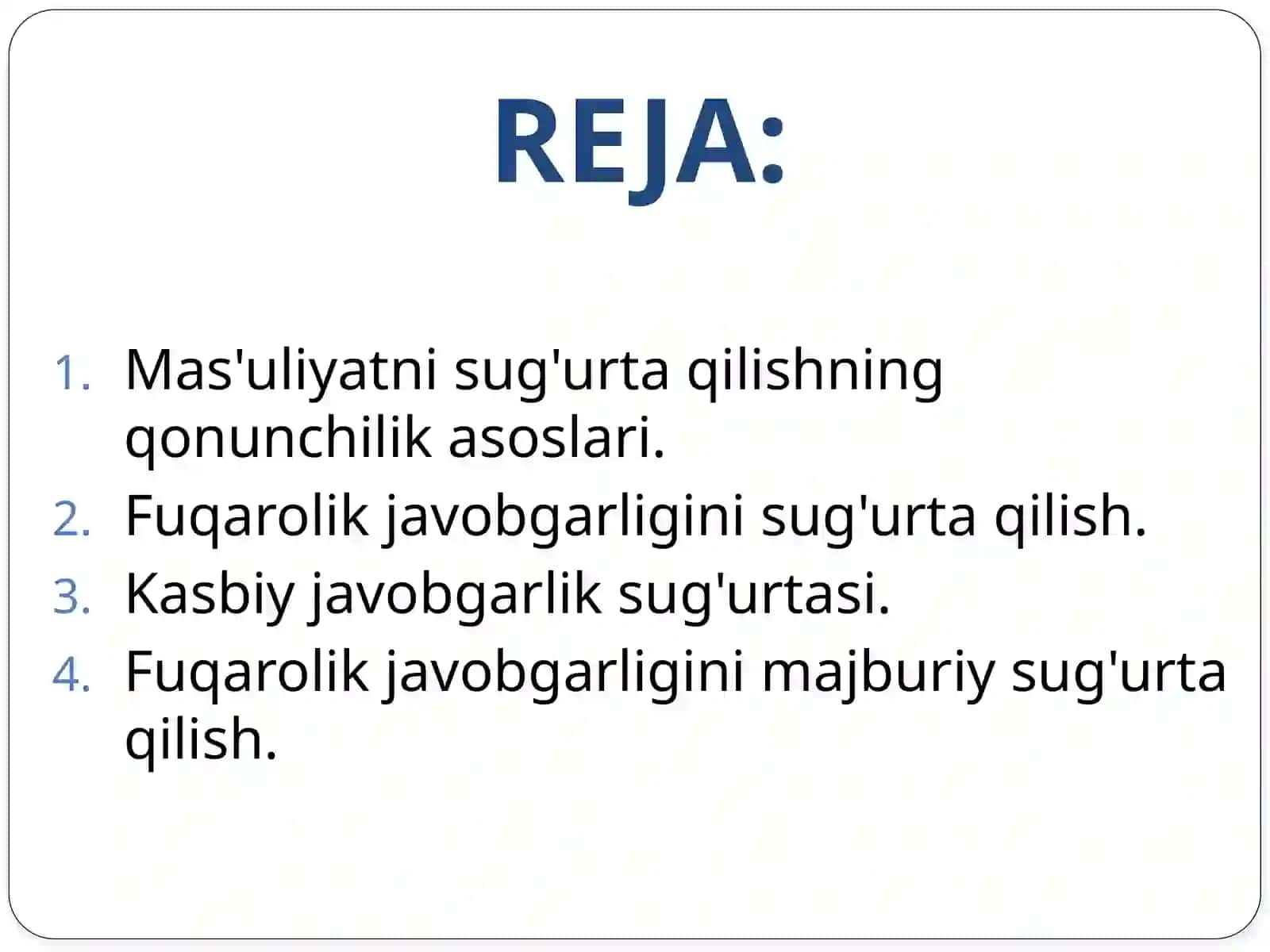 Mas'uliyatni SUG'urtalash 2