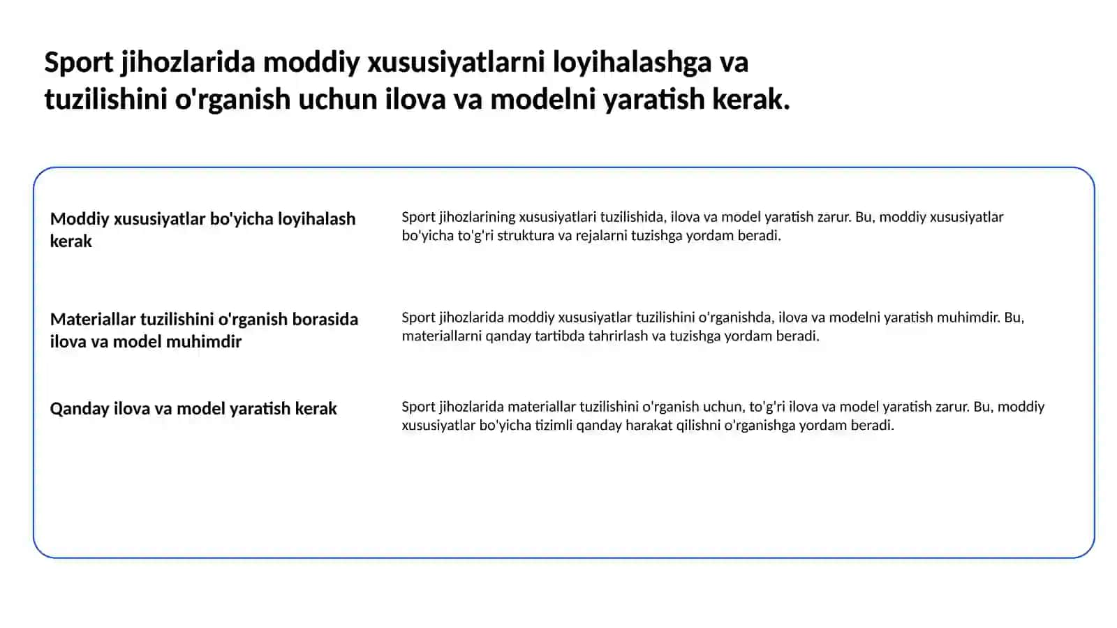 Sport jihozlaridagi materialshunoslik 2
