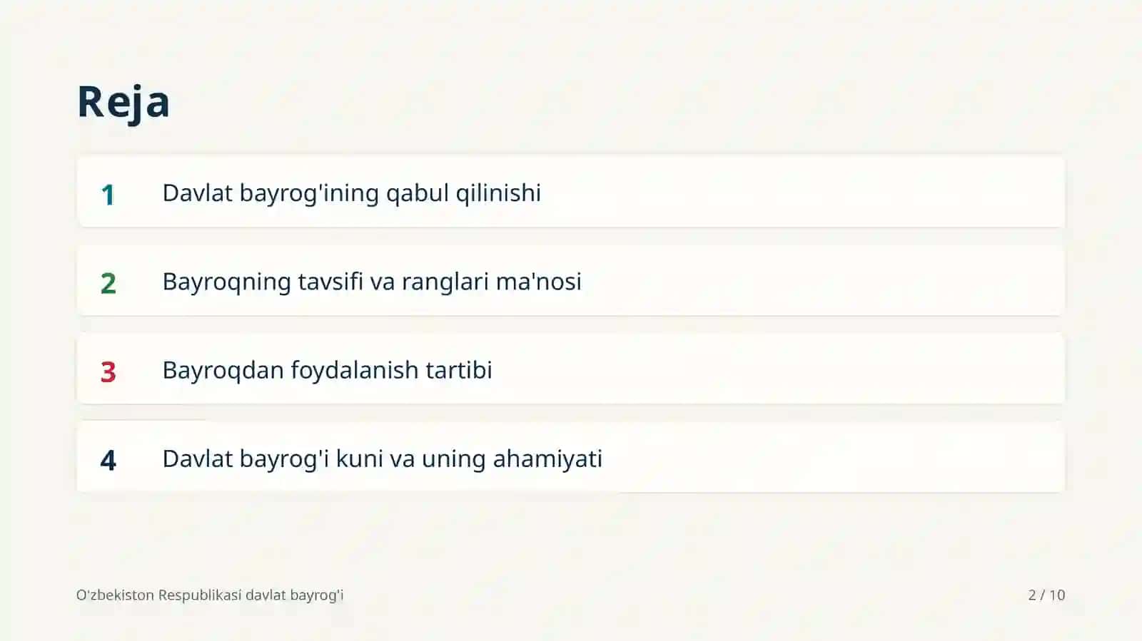 O'zbekiston Respublikasi davlat bayrog'i 2