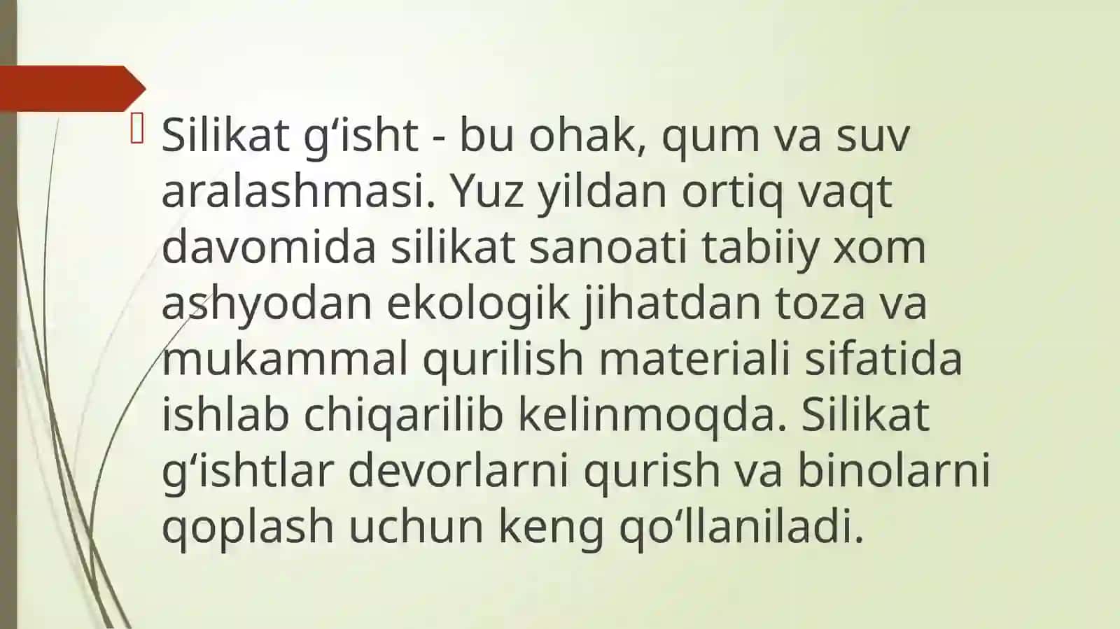 SILIKAT G'ISHTLARINI ISHLAB CHIQARISHDA OHAK-QUM ARALASHMASINI ZICHligi 2