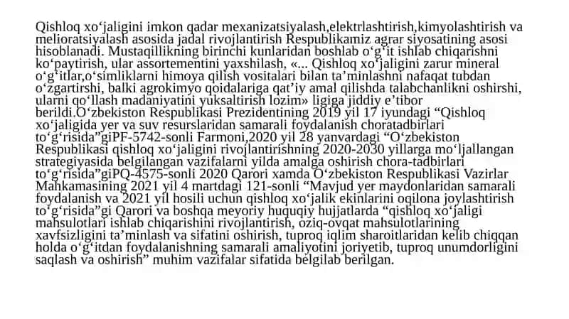 Qishloqxо‘jaligining Samarali foydalanishi 2